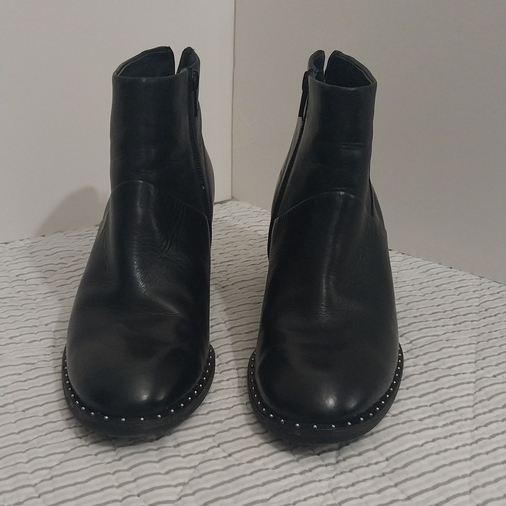 Paul Green Black Ankle Booties with Studded Sole